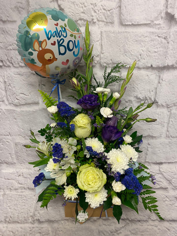 Baby Boy Flower Box and Balloon