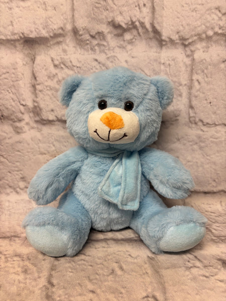 Blue or Pink Teddy Bear with Scarf