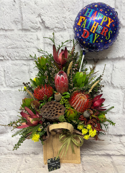 Father's Day Native Flower Arrangement in Jute Tote