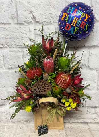 Father's Day Native Flower Arrangement in Jute Tote