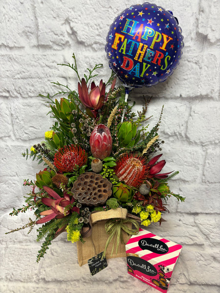 Father's Day Native Flower Arrangement in Jute Tote