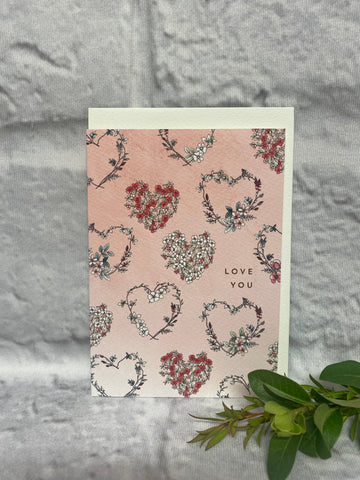 Love You Card with Hearts