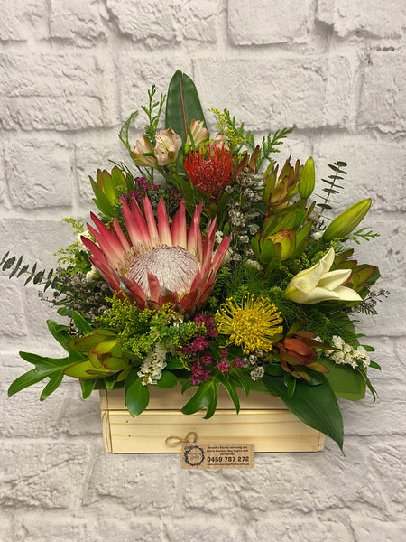 Vintage Style Timber Crate with Natives